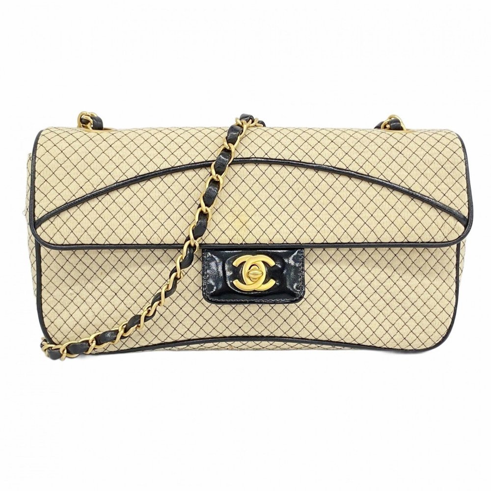 CHANEL Beige and Black Quilted Shoulder Bag